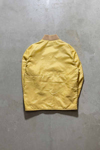 70-80'S SNAP BUTTON NYLON PUFF JACKET / YELLOW [SIZE: S USED]