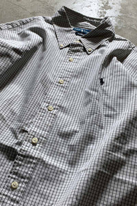 90'S B.D COTTON CHECK L/S CUSTOM FIT SHIRT/ WHITE [SIZE: XL USED]