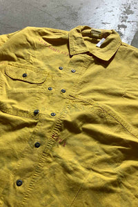 80-90'S COTTON DESIGN S/S SHIRT/ YELLOW  [SIZE:L USED]