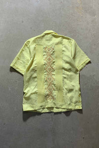 70'S OPEN COLLAR S/S CUBA SHIRT/ YELLOW  [SIZE:L USED]