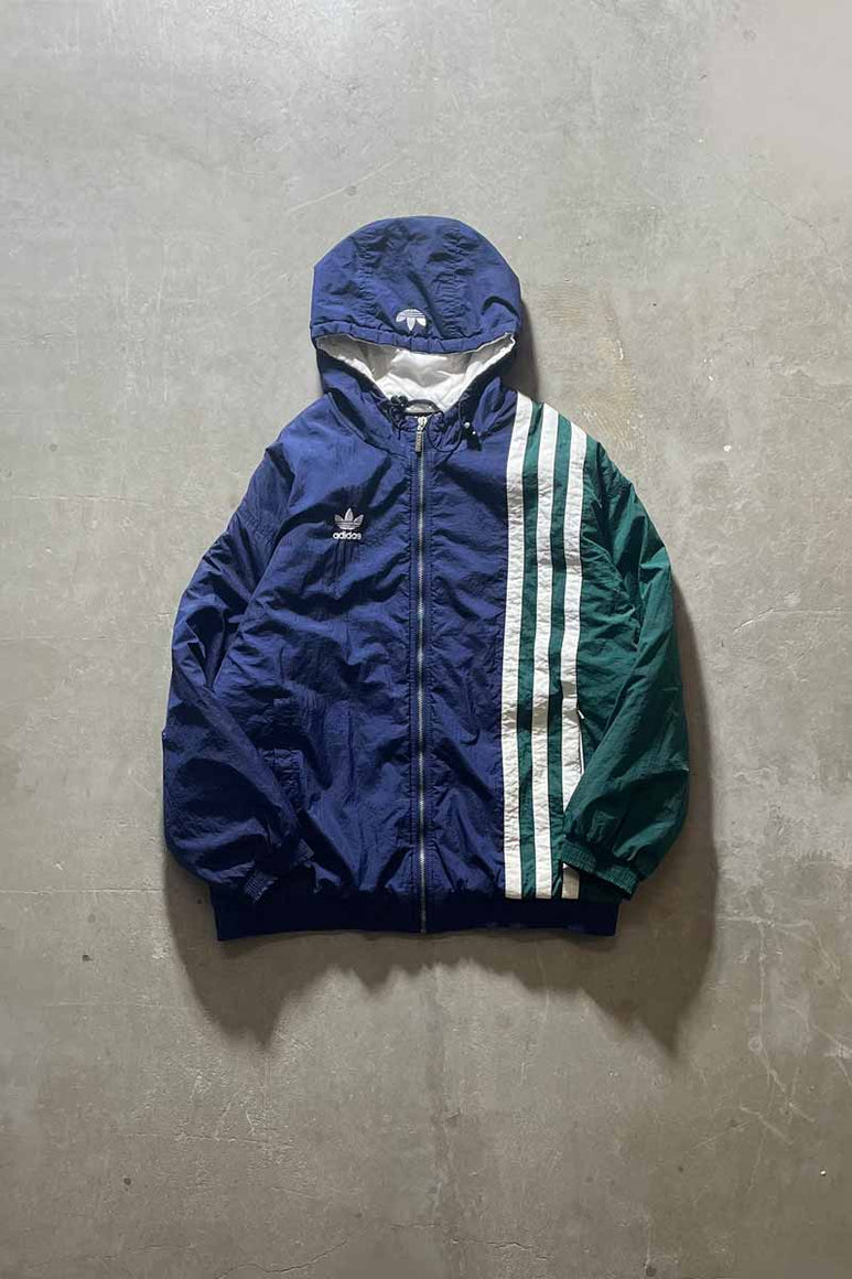 90'S HOODIE NYLON PUFF JACKET / NAVY [SIZE: L USED]