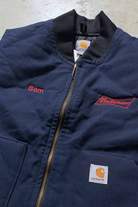 MADE IN MEXICO BUDWEISER DUCK VEST W/QUILTING LINER / NAVY [SIZE: L USED]