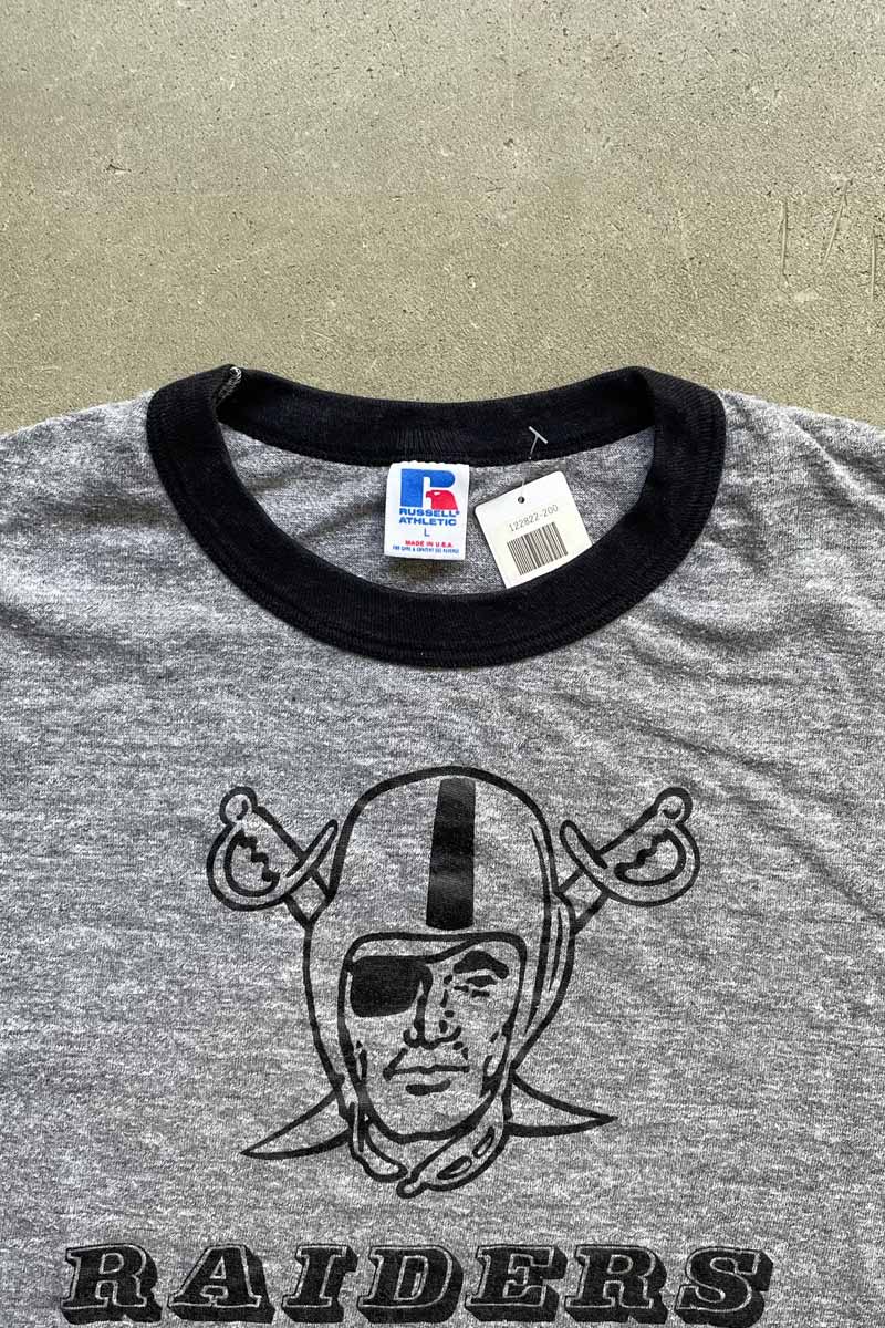 90s VINTAGE RAIDERS RUSSEL プリントTシャツ L 古着 90年代 ラッセル Russell NFL LOS ANGELES RAIDERS