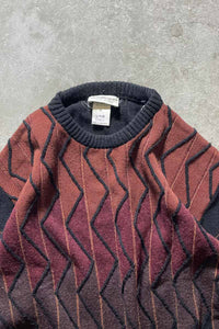 MADE IN ITALY 90'S WOOL ACRYLIC 3D KNIT SWEATER / WINE [SIZE: M USED]