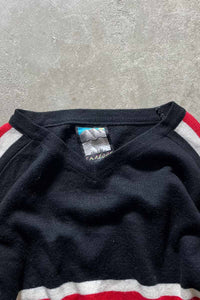 Y2K EARLY 00'S V-NECK KNIT SWEATER / BLACK [SIZE: M USED]