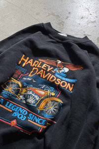 MADE IN USA 88'S HARLEY-DAVISON PRINT MOTOR CYCLE SWEATSHIRT / BLACK [SIZE: M USED]