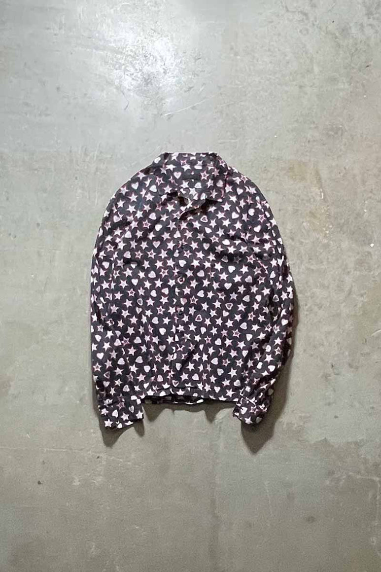 MADE IN ITALY L/S PATERN PAJAMA SHIRT / NAVY [SIZE: 2XL USED]