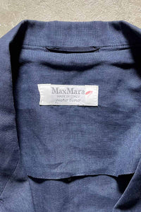 MADE IN ITALY 80-90'S LINEN DOUBLE TAILORED JACKET / NAVY [SIZE: M USED]