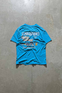 MADE IN USA 80'S HARLEY DAVIDSON PRINT MOTOR CYCLE T-SHIRT / BLUE [SIZE: L USED]
