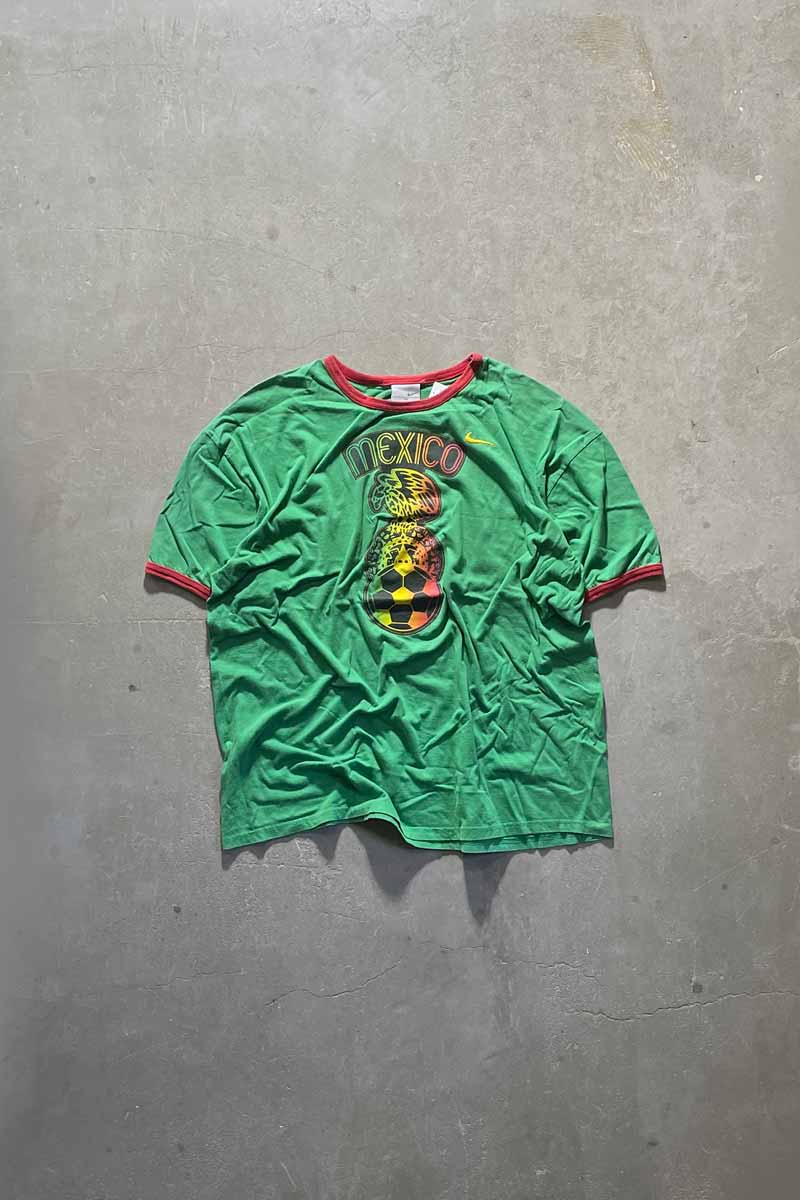MADE IN MEXICO Y2K EARLY 00'S RINGER T-SHIRT / GREEN [SIZE: 2XL USED]