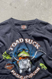 11'S TOAD SUCK PRINT MOTOR CYCLE T-SHIRT / BLACK [SIZE: L USED]