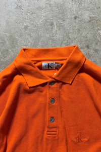MADE IN PORTUGAL 90'S L/S LOGO ONE POINT POLO SHIRT / ORANGE [SIZE: M USED]