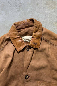 90'S NUBACK LEATHER JACKET / BROWN [SIZE: XL USED]
