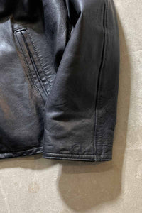 MADE IN ITALY 90'S ZIP UP LEATHER JACKET / BLACK [SIZE: L USED]