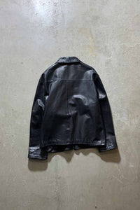 MADE IN ITALY 90'S ZIP UP LEATHER JACKET / BLACK [SIZE: L USED]