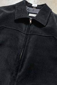 ZIP UP SUEDE LEATHER JACKET / BLACK [SIZE: M USED]