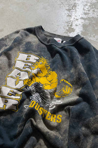 MADE IN USA 90'S BEAVER BLEACHED SWEATSHIRT / BLACK [SIZE: XL USED]