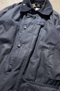 MADE IN ENGLAND BORDER OILED WAX JACKET / NAVY [SIZE: L USED]
