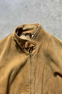 50'-60'S STAND COLLAR DEER SKIN LEATHER JACKET / BEIGE [SIZE: M USED]