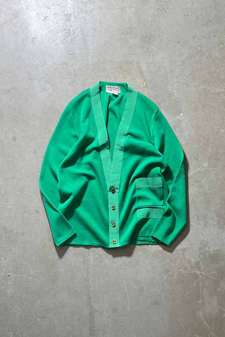 MADE IN ITALY 90'S WOOL KNIT CARDIGAN / GREEN [SIZE: M USED]