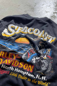 MADE IN USA 90'S SEACOAST BACK PRINT MOTOR CYCLE T-SHIRT / BLACK [SIZE: L USED]