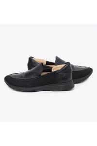 MADE IN ITALY CANVAS LEATHER LOAFER / BLACK [SIZE: 38 1/2C USED]