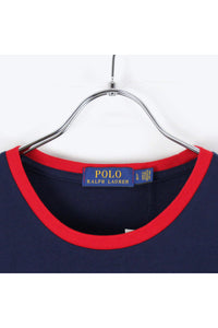 S/S CROSS FLAG EMBROIDERY T-SHIRT / NAVY [NEW][30%OFF]