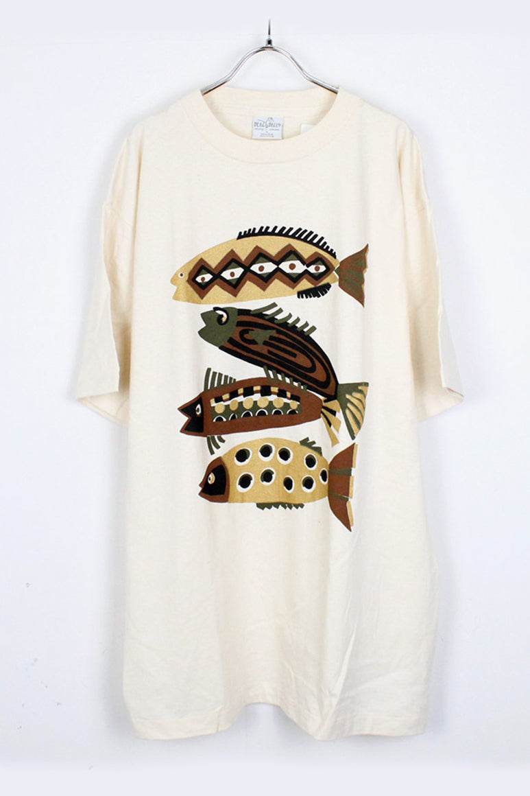 MADE IN USA FISH T-SHIRT / IVORY [SIZE: XL DEADSTOCK/NOS]