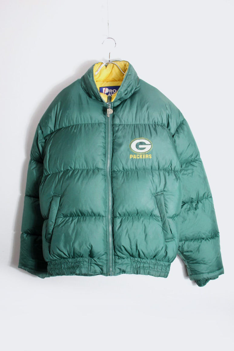 90'S NFL PACKERS DOWN JACKET / GREEN [SIZE: L USED]