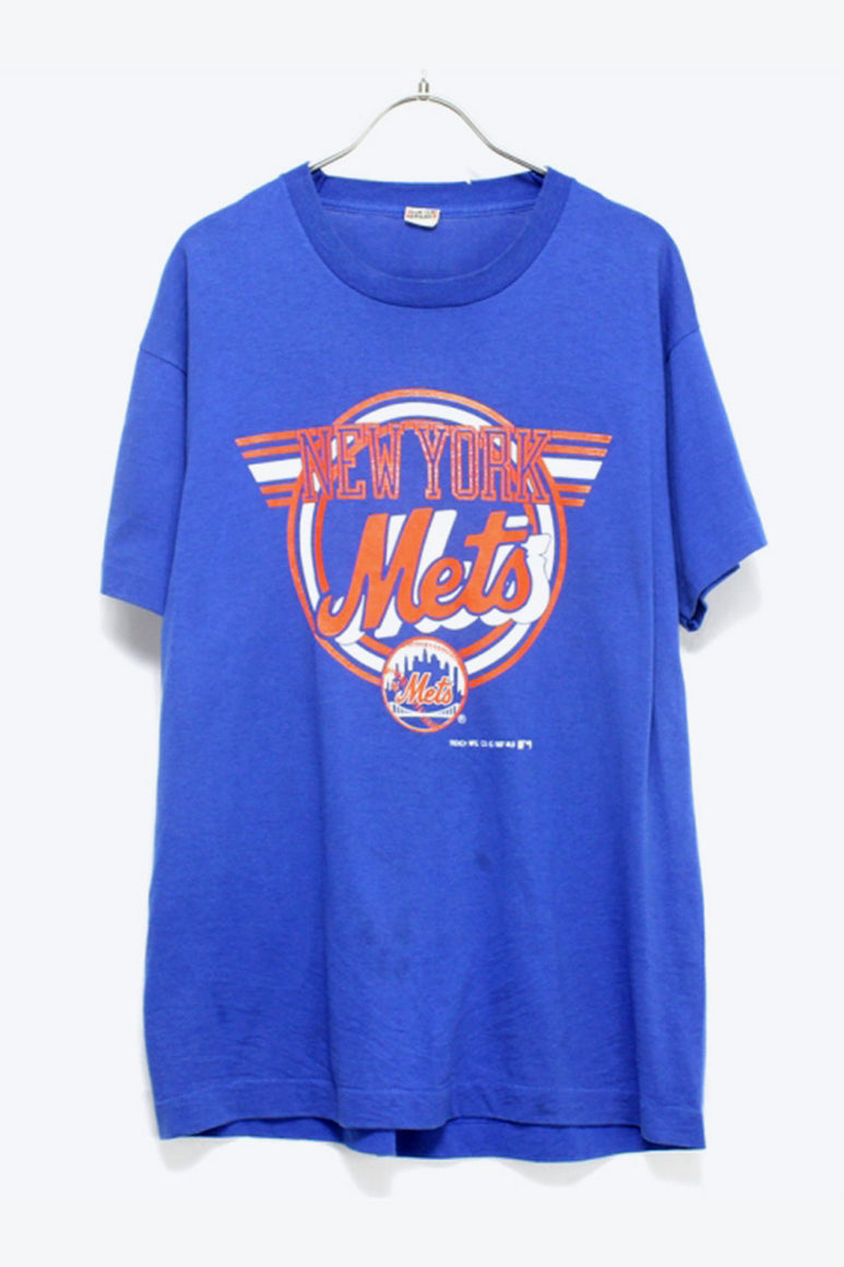 MADE IN USA NY METS T-SHIRT / BULE [SIZE:M相当 USED]
