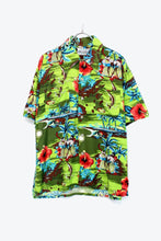 画像をギャラリービューアに読み込む, 80'S S/S HAWAIIAN SHIRT / GREEN【SIZE:L USED】