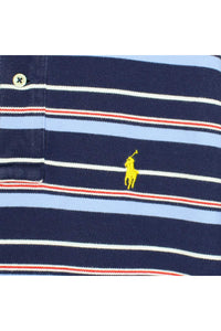 S/S COTTON BORDER POLO SHIRT / NAVY【SIZE:M USED】