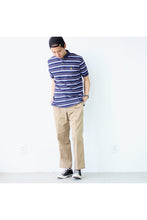 画像をギャラリービューアに読み込む, S/S COTTON BORDER POLO SHIRT / NAVY【SIZE:M USED】