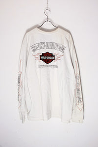 L/S BACK EMBROIDERY PRINT T-SHIRT / WHITE [SIZE: XL USED]