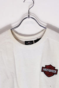 L/S BACK EMBROIDERY PRINT T-SHIRT / WHITE [SIZE: XL USED]