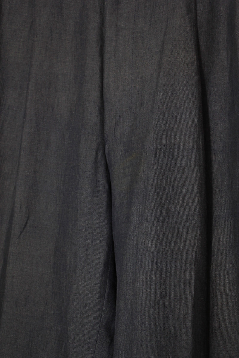 MADE IN ROMANIA LINEN TUCK SLACKS PANTS / NAVY [SIZE: 34 USED]