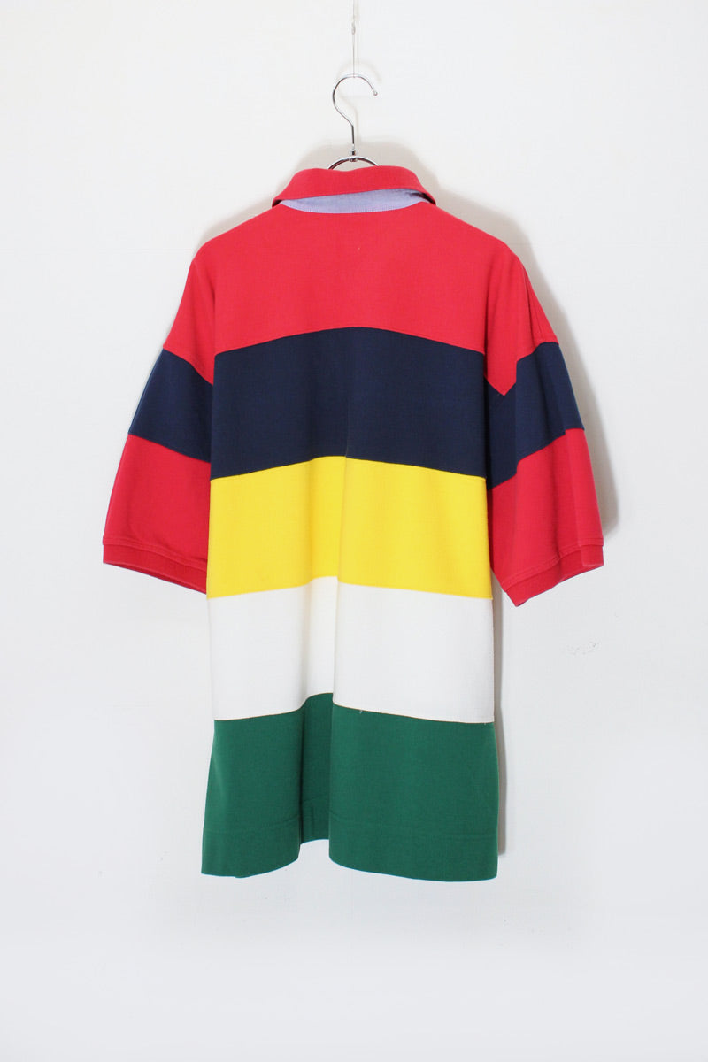 90'S S/S BORDER POLO SHIRT / MULTI [SIZE: XL USED]