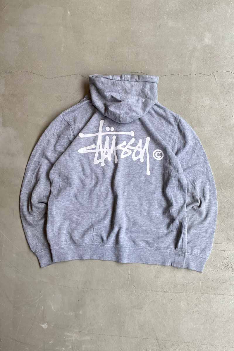 MADE IN USA EARLY 00'S LOGO BACK PRINT SWEAT HOODIE / GRAY [SIZE: L USED]