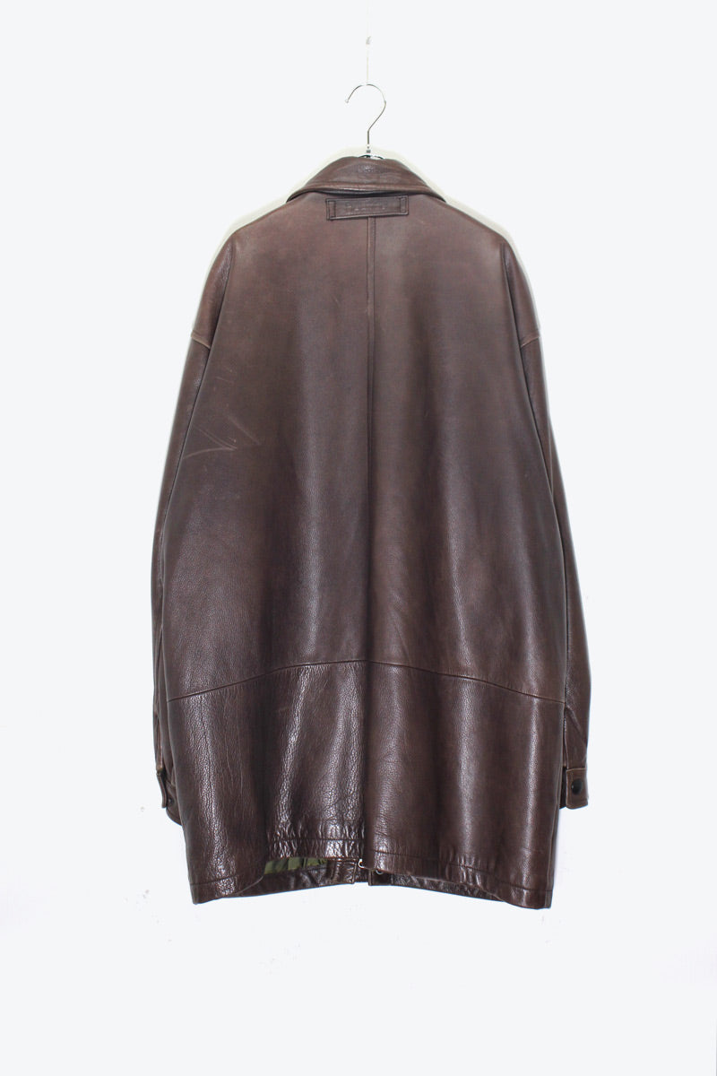 90s80s nautica leather half coat ハンティング　レア