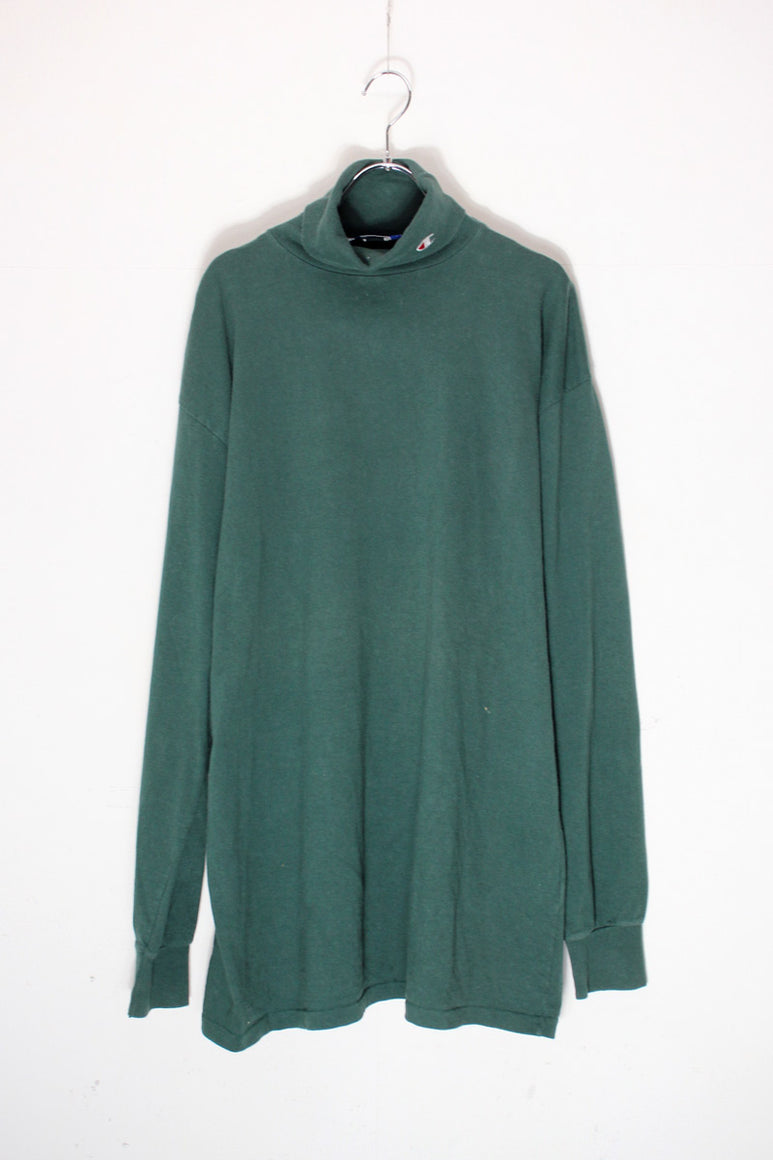 90'S L/S TURTLE NECK SHIRT / GREEN [SIZE: 2XL USED]