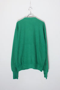 MADE IN USA 90'S ONE POINT ACRYLIC KNIT CARDIGAN / GREEN [SIZE: L USED]