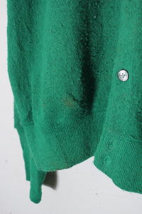 MADE IN USA 90'S ONE POINT ACRYLIC KNIT CARDIGAN / GREEN [SIZE: L USED]