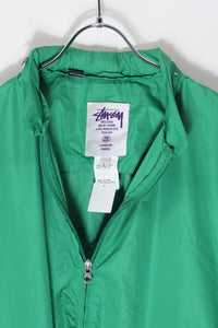 STAND COLLAR NYLON JACKET / LIGHT GREEN [SIZE: L USED]