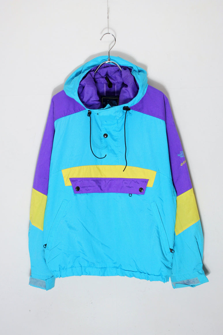 80'S EXTREME HALF-ZIP ANORAK PULLOVER JACKET / LIGHT BLUE/PURPLE/YELLOW [SIZE: S USED]