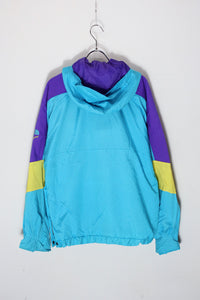 80'S EXTREME HALF-ZIP ANORAK PULLOVER JACKET / LIGHT BLUE/PURPLE/YELLOW [SIZE: S USED]
