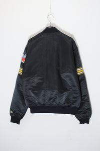 MADE IN USA 90'S NFL PITTSBURGH STEELERS NYLON STADIUM JACKET / BLACK [SIZE: L USED]