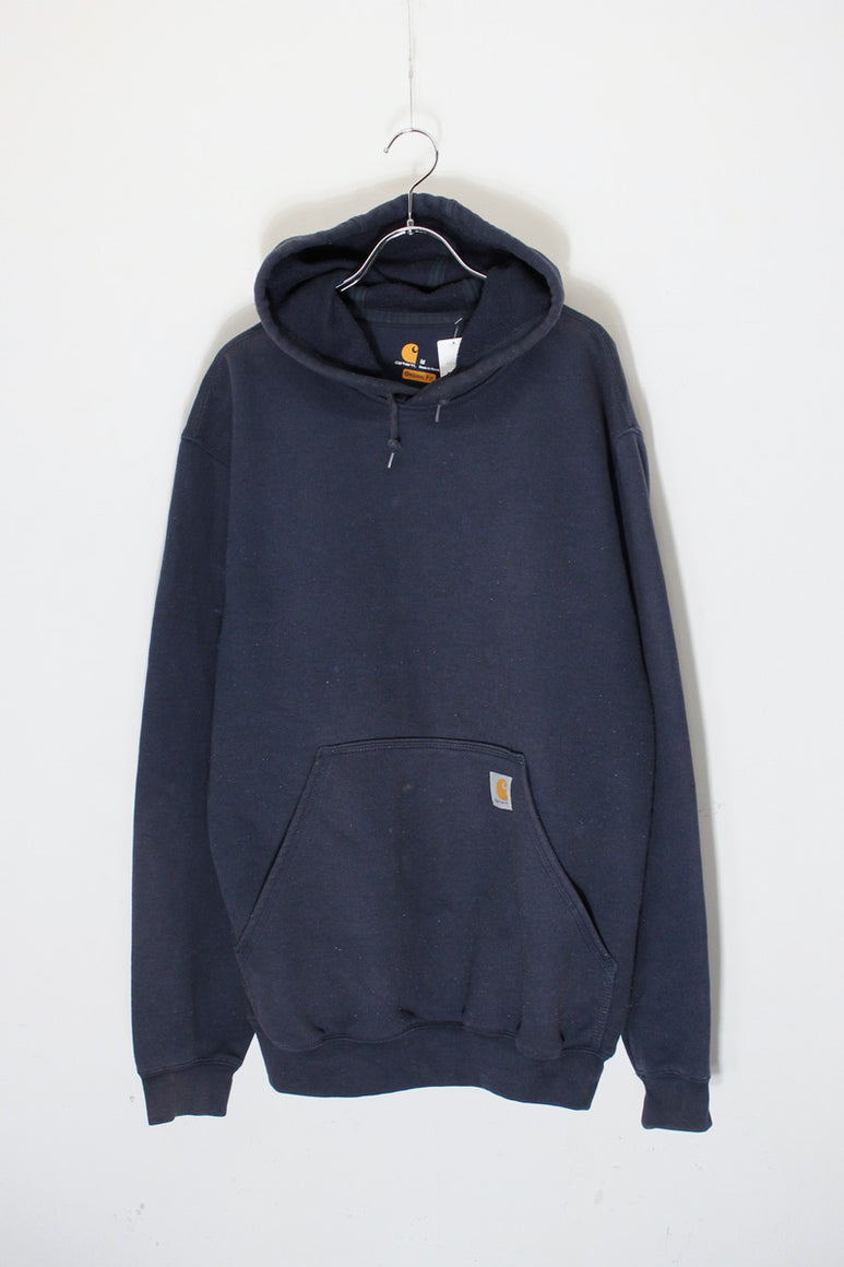 PULLOVER SLEEVE PRINT SWEAT HOODIE / NAVY [SIZE: M USED]