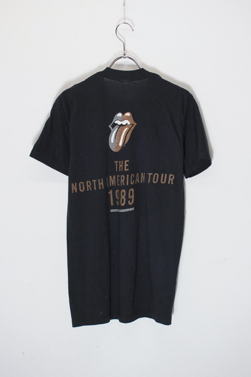 MADE IN USA 89'S ROLLING STONES NORTH AMERICAN TOUR T-SHIRT / BLACK [SIZE:  M USED]