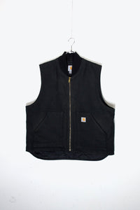 MADE IN MEXICO 90'S DUCK VEST W/QUILTING LINER / BLACK [SIZE: XL USED]