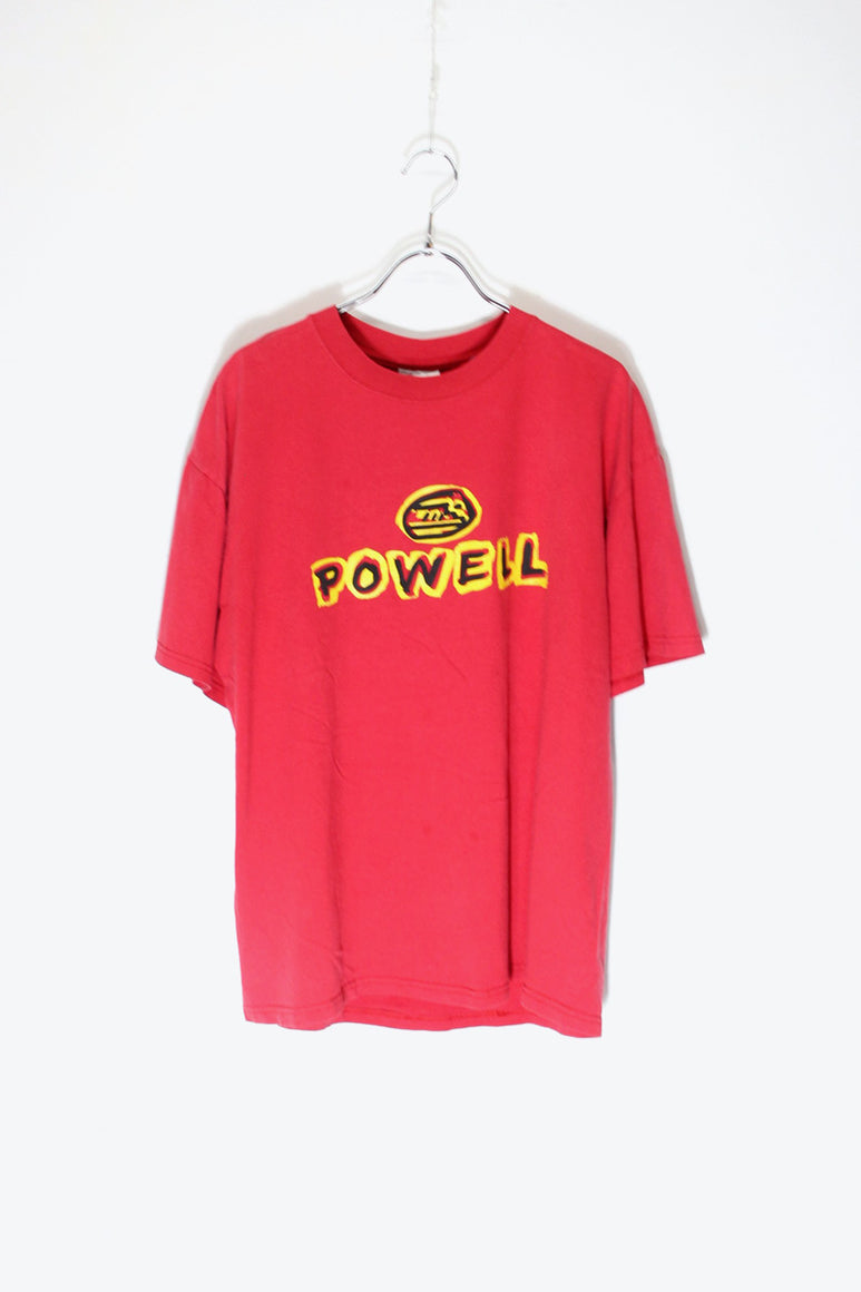 S/S POWELL SKATEBOARDS PRINT T-SHIRT / RED [SIZE: L USED]